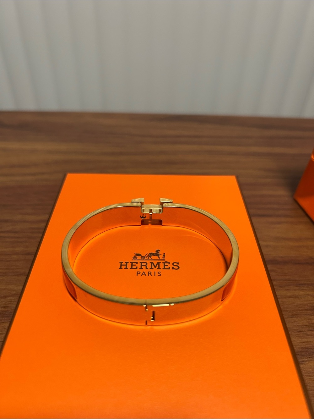 Hermes Orange And Gold Clic H Bracelet - Picture 5 of 5
